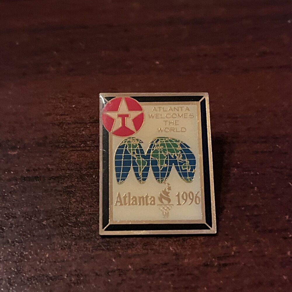 Vintage 1996 Atlanta Olympics Texaco‎ World Map July Design Lapel Pin